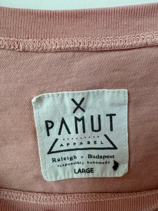 Pamut Apparel Cropped Boxy Tee Washed Peach 100% Cotton Boho Casual Size L - Picture 2 of 9